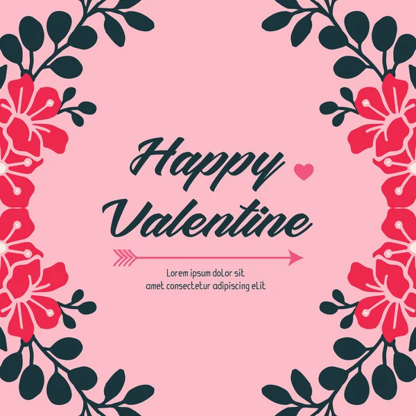 Kreative Karte von glücklichem Valentinstag, mit perfektem rosa Blumenrahmen. Vektor — Stockvektor