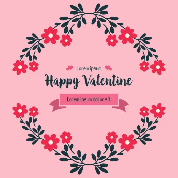 Vintage lettering of valentine day, with leaf flower frame background. Vector — Stock Vector