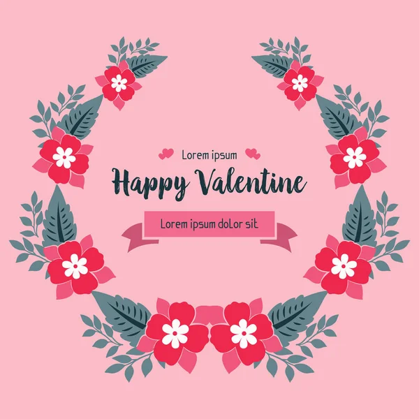 Приветственный текст Дня Святого Валентина, с красивой цветочной рамкой из листьев цветов. Вектор — стоковый вектор