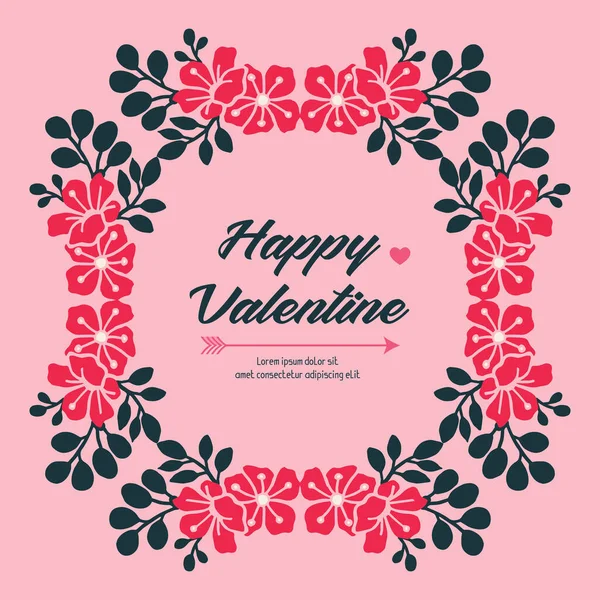 Tarjeta de felicitación elemento día de San Valentín, con fondo de pantalla adornado de marco de la flor de la hoja. Vector — Archivo Imágenes Vectoriales