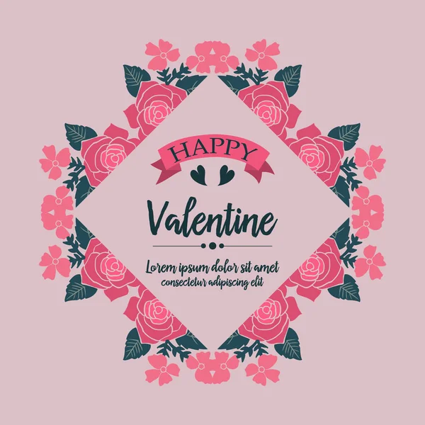 Diverses bannière de valentine heureuse, avec la conception de beauté de cadre de fleur rose. Vecteur — Image vectorielle