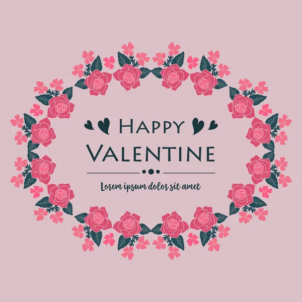 Ornament of happy valentine card, with wallpaper element of leaf floral frame. Vector — Stock Vector