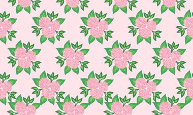 Zarif yeşil yapraklı çiçek, soyut, dikişsiz çiçek deseni.