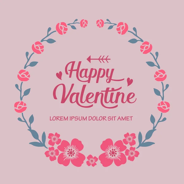 Beautiful card happy valentine with plant wallpaper of leaf flower frame. Vector — Stock Vector