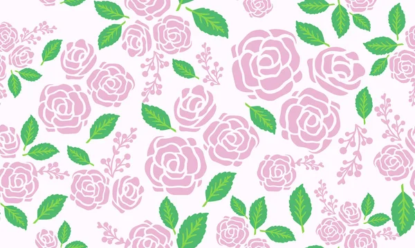 Tekenen naadloze roos bloemenpatroon, geïsoleerd op een heldere achtergrond. — Stockvector