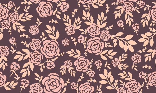 Moderna carta da parati modello floreale con disegno rosa fiore . — Vettoriale Stock