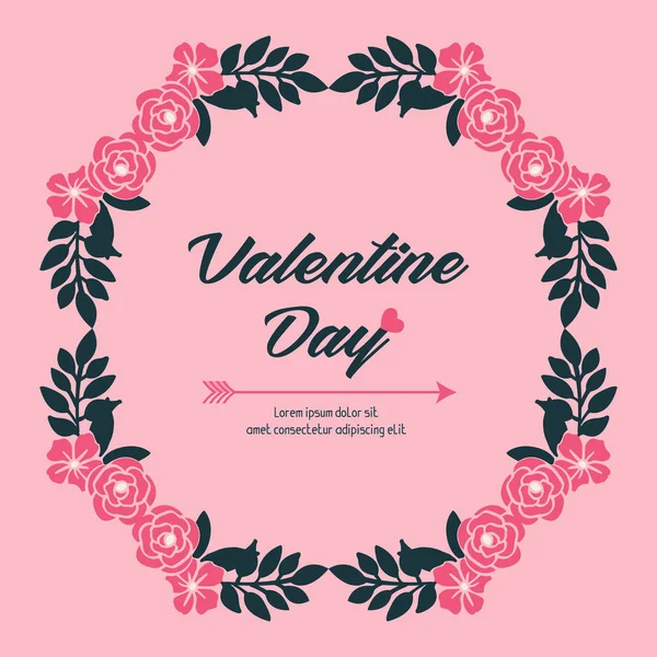 Концепция поздравительной открытки Дня Святого Валентина, с красивым розовым венком рамка искусства. Вектор — стоковый вектор