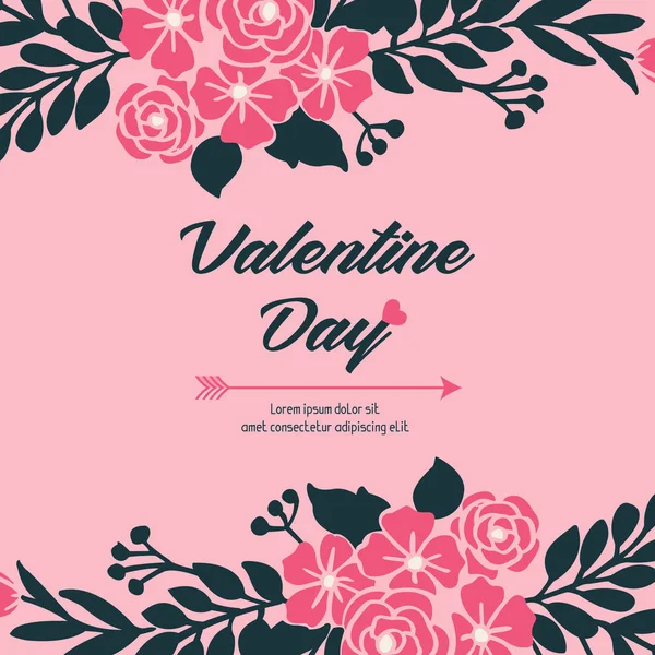 Karte Valentinstag Hintergrund, mit eleganten rosa Blumenrahmen Design. Vektor — Stockvektor