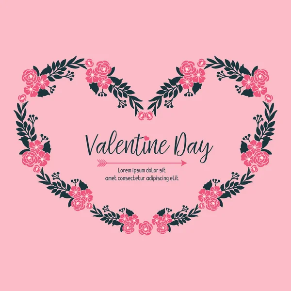 Klassische Valentinstag-Karte mit abstraktem rosa Blumenrahmen. Vektor — Stockvektor