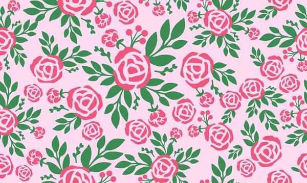 Textuur van roze roos bloem mooi, naadloze vintage bloemmotief. — Stockvector