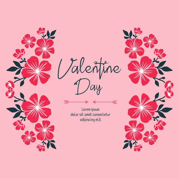 Üdvözlőlap sablon Valentin nap, gyönyörű rózsaszín virág keret reális. Vektor — Stock Vector