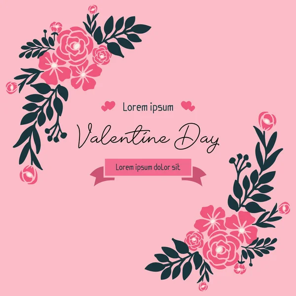 Niedlichen rosa Blumenrahmen, für Valentinstag Karte Stil. Vektor — Stockvektor