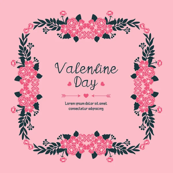 Karte Schmuck Valentinstag, mit Natur rosa Kranz Rahmen Schönheit. Vektor — Stockvektor