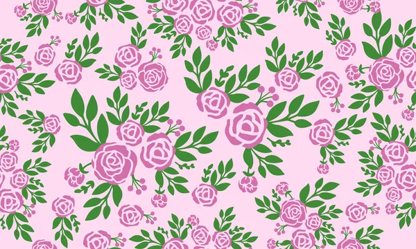 Naadloos bloemenpatroon met paarse roos bloem achtergrond. — Stockvector