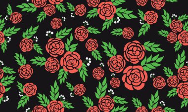 Dikensiz gül desenli, yeşil yapraklı.