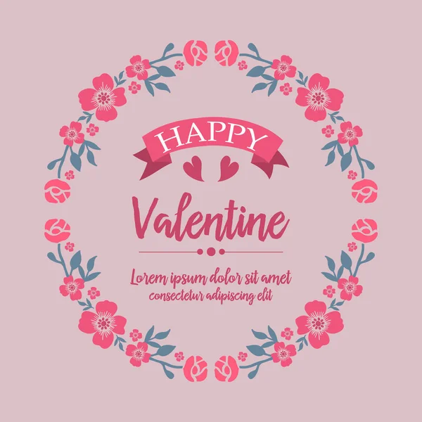 Tarjeta de feliz fondo de San Valentín, con hermosa flor rosa marco de arte. Vector — Vector de stock