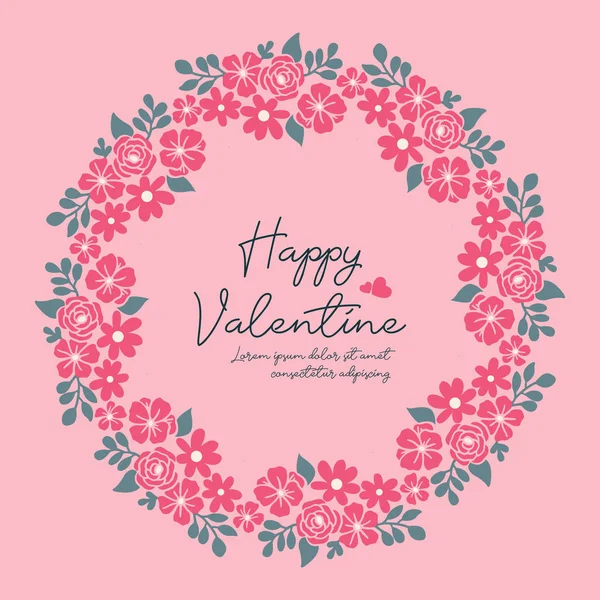 Design banner of happy valentine day, with abstract leaf flower frame crowd. Vector — Stock Vector