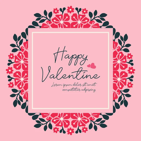 Elegant gratulationskort glad alla hjärtans dag, med vacker rosa blomma ram dekoration. Vektor — Stock vektor
