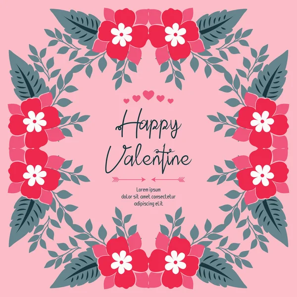 Greeting text of valentine day, with beautiful blossom leaf flower frame. Vector — Stock Vector
