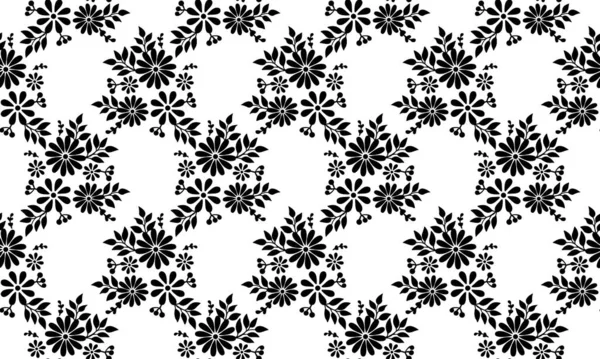 Czarno-biały abstrakcyjny, bezszwowy wzór kwiatowy tło. — Wektor stockowy