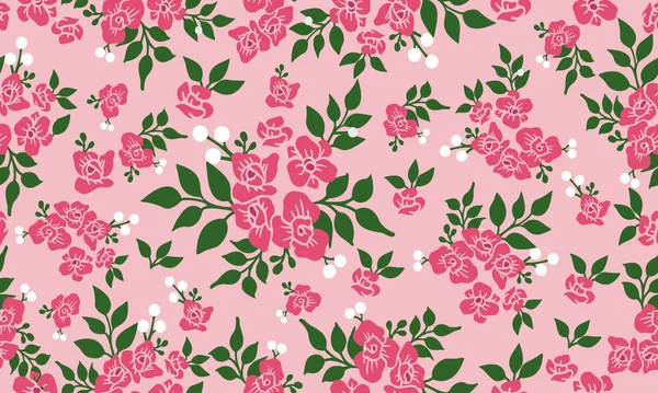 Seamless pattern on light pink background, abstract leaf flower. — Stock Vector