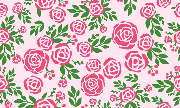 Estilo floral patrón fondo, rosa rosa flor arte . — Archivo Imágenes Vectoriales