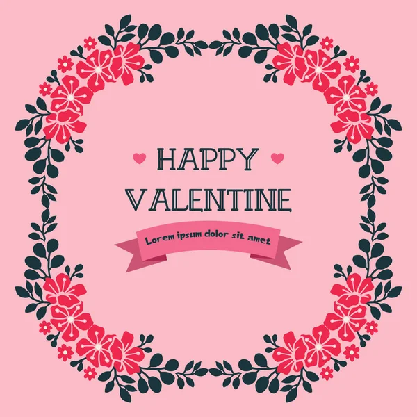 Poster Text Valentinstag, mit niedlichen rosa Blumenrahmen Kunst. Vektor — Stockvektor