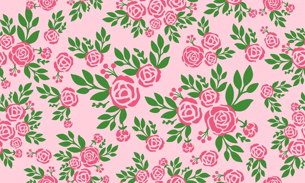 Textuur van roze roos bloem mooi, naadloze vintage bloemmotief. — Stockvector