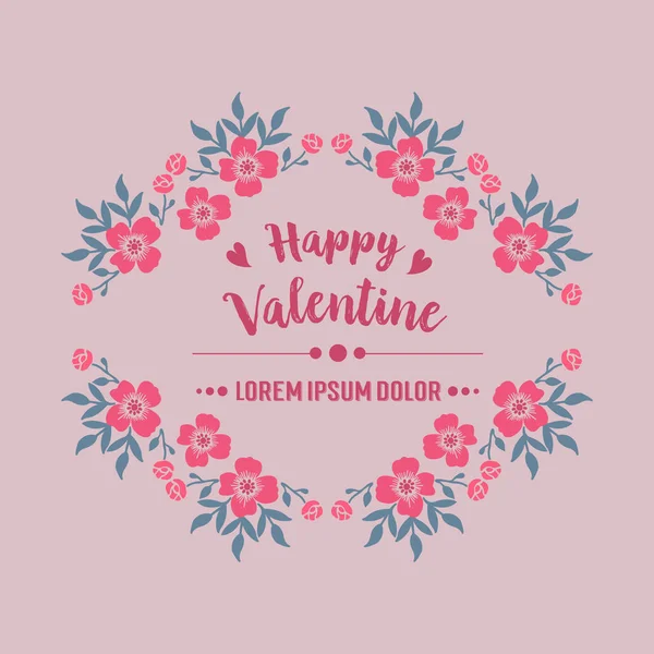 Space for text, happy valentine, with style unique leaf flower frame. Vector — Stock Vector