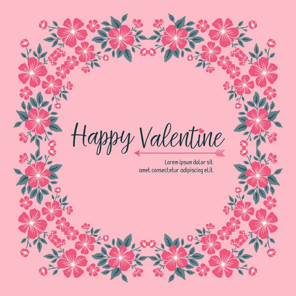 Helyet a szövegnek, boldog Valentin napot, a levélvirágkeret formaművészetével. Vektor — Stock Vector