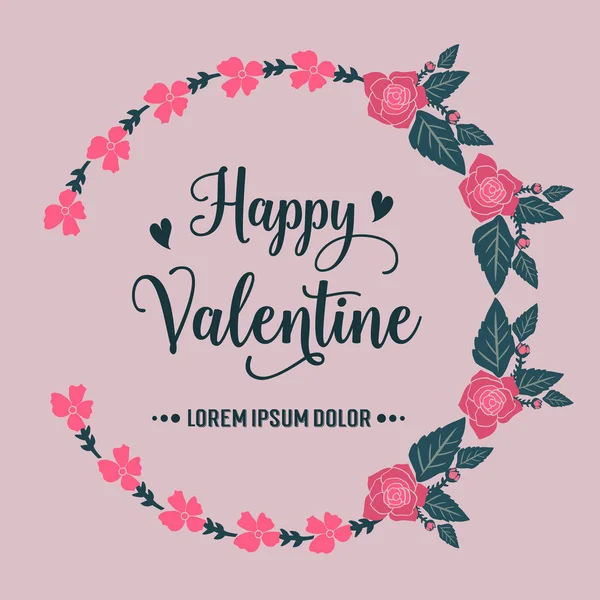 Поздравительная открытка или плакат для счастливого Валентина, с эскизом милый розовый цветок рамка. Вектор — стоковый вектор