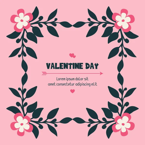 Karte Valentinstag, mit Design Blatt Blumenrahmen. Vektor — Stockvektor