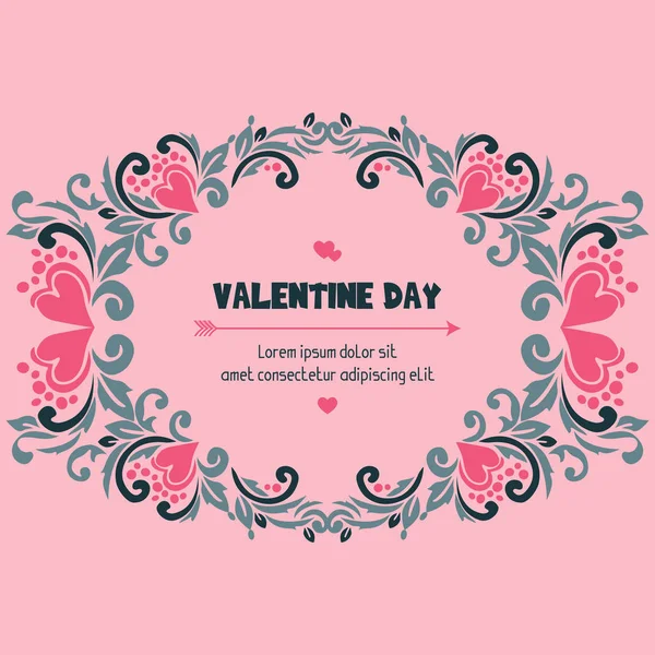 Tekst Valentinsdag, kjærlighet, med bladramme. Vektor – stockvektor