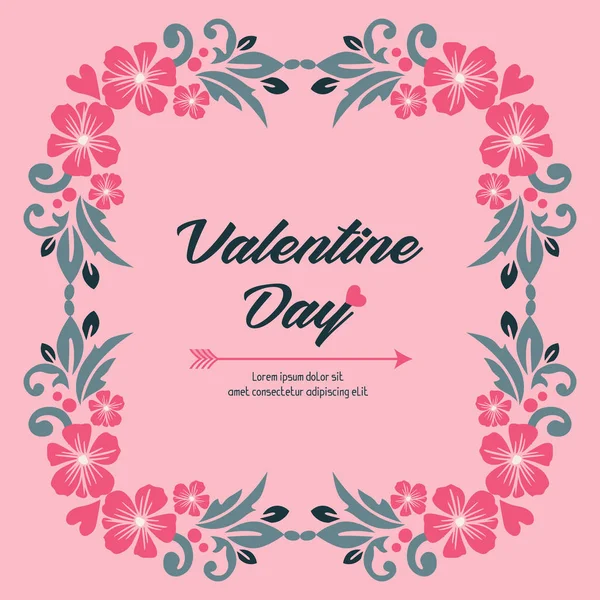 Valentinstag kalligrafisches Element, mit elegantem rosa Blumenrahmen. Vektor — Stockvektor