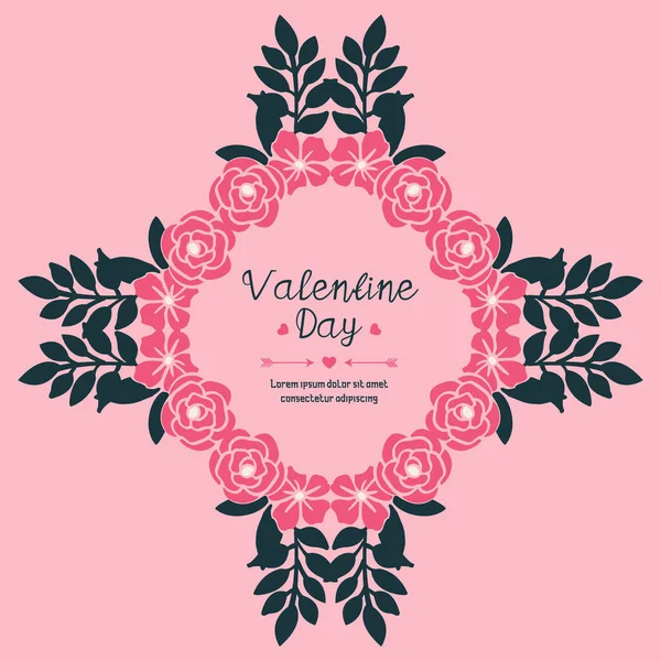 Kreativ banner av alla hjärtans dag, februari, med ljusa rosa blomma ram. Vektor — Stock vektor