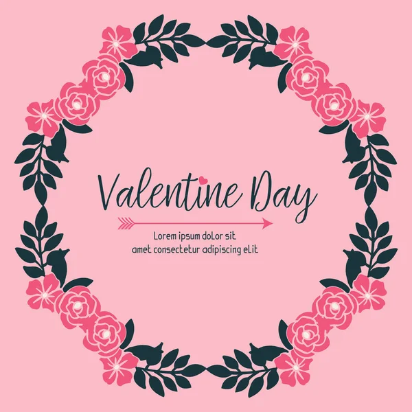 Kreatív banner Valentin nap, február, fényes rózsaszín virág keret. Vektor — Stock Vector