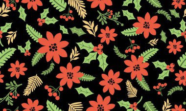 Kırmızı çiçek motifli kusursuz çiçek desenli arkaplan.