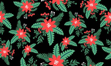 Sevimli kırmızı çiçek sanatı, kusursuz çiçek deseni..