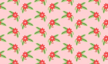 Sevimli kırmızı çiçek sanatı, kusursuz çiçek deseni..