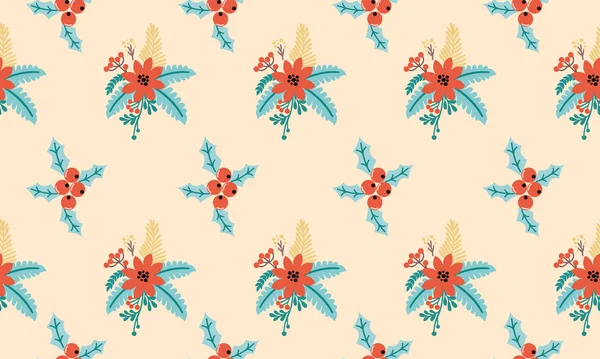 Fondo de patrón floral sin costuras, con motivo de flor roja . — Archivo Imágenes Vectoriales