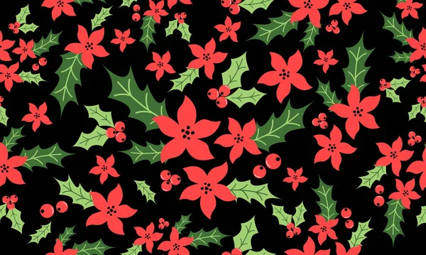 Natal floral fundo padrão, flor vermelha ornamentado . — Vetor de Stock