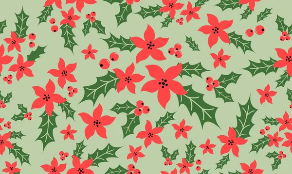Hermoso patrón floral de Navidad, elegante flor roja . — Vector de stock