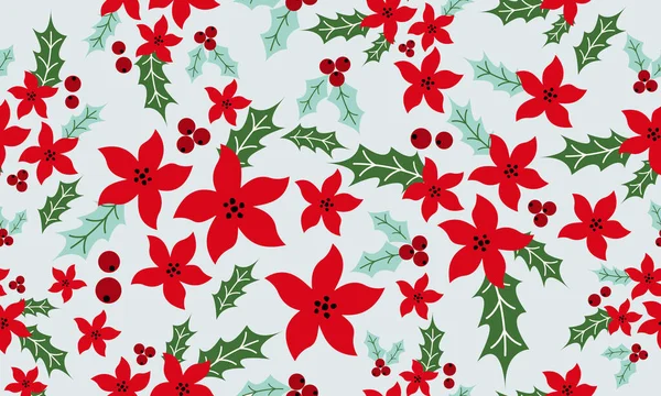 Hermoso patrón floral de Navidad, elegante flor roja . — Vector de stock