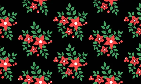 Στυλ floral μοτίβο φόντο, φωτεινό κόκκινο λουλούδι. — Διανυσματικό Αρχείο