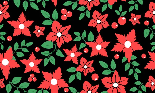 Weihnachtsblume rot, Design für nahtlose Blumenmuster. — Stockvektor