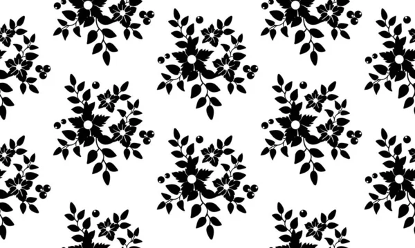 Czarny kwiat ozdoba, abstrakcyjny kwiatowy wzór tło. — Wektor stockowy