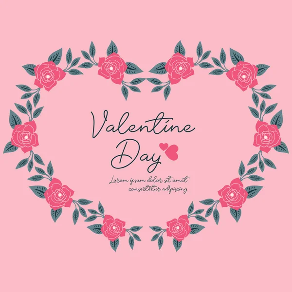उत्सव कार्ड वेलेंटाइन दिवस, रोमांटिक, गुलाबी फूल फ्रेम विंटेज के साथ। सदिश — स्टॉक वेक्टर