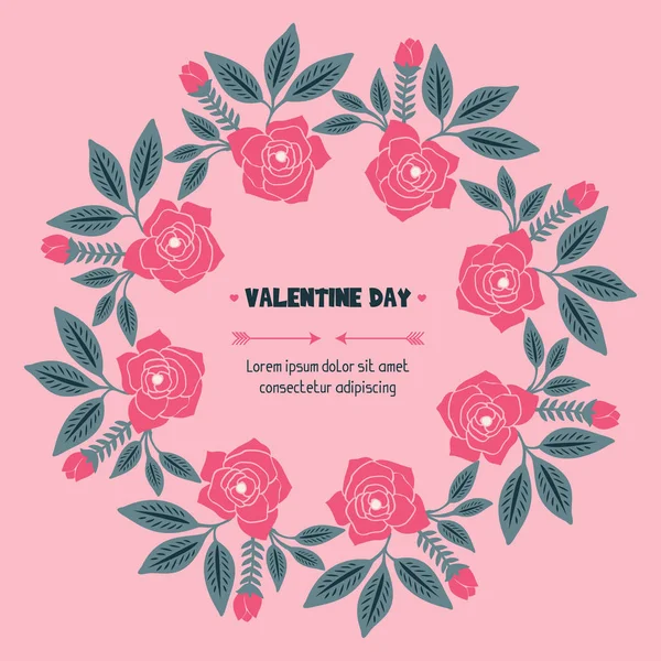 Celebration card valentine day, romantic, with pink flower frame vintage. Vector — Stock Vector