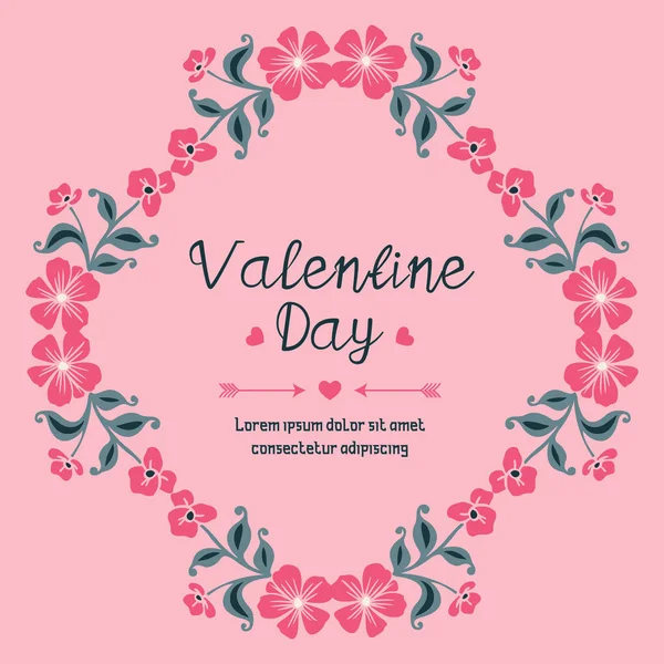 Vintage banner valentine day, romantic, pink flower frame, isolated on pink background. Vector — Stock Vector