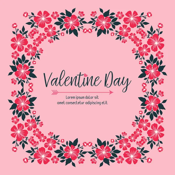 Valentine day template, with nature leaf floral frame. Vector — Stock Vector